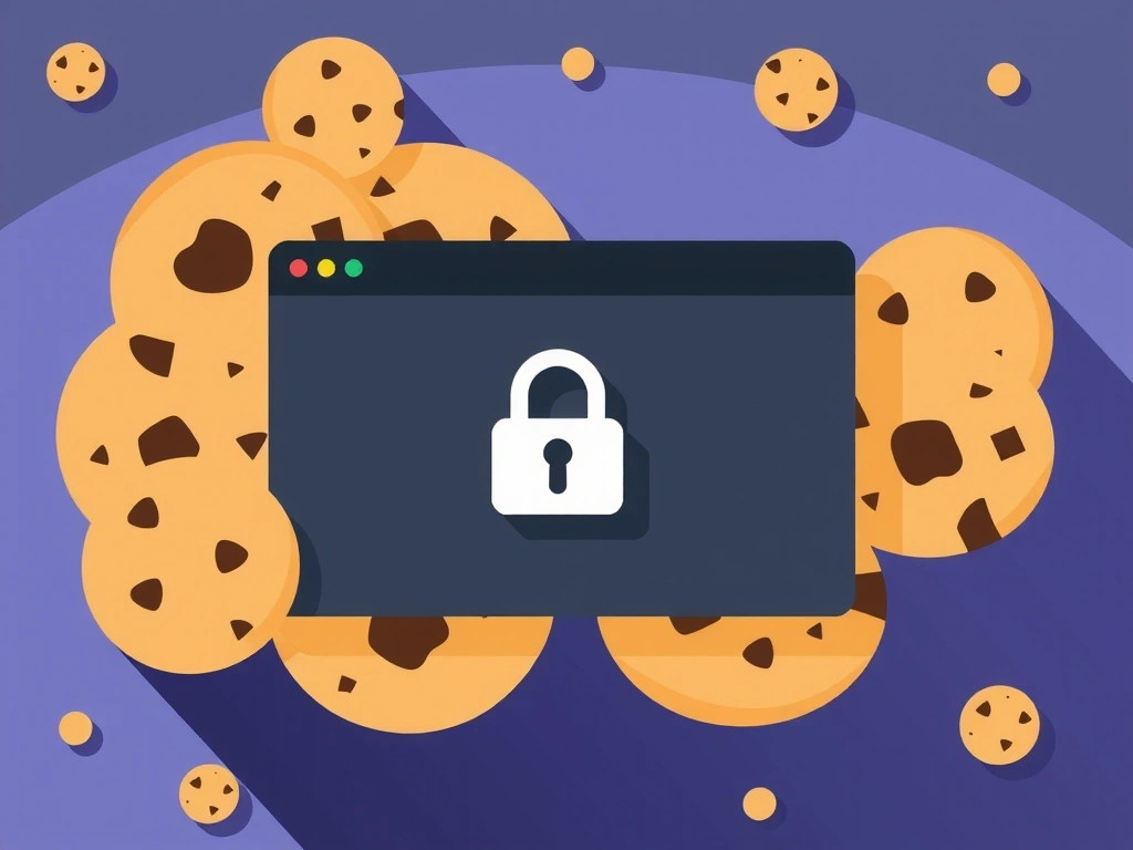 Ilustrace prohlížeče s ikonami cookie