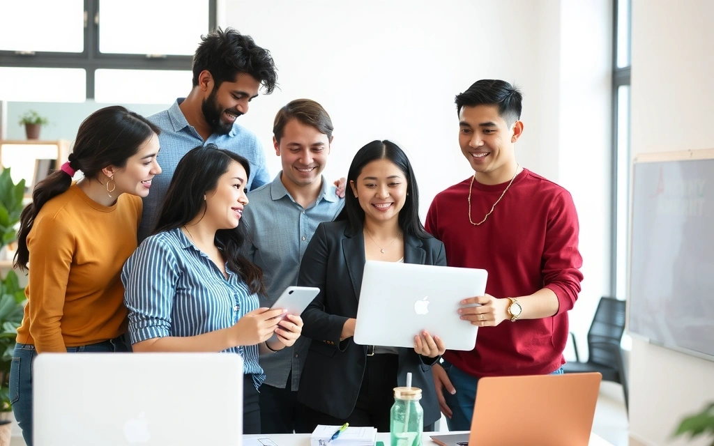 Týmová spolupráce v moderní kanceláři Pixelroot