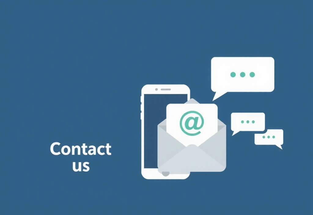 Modern contact us concept with phone, email, and chat icons
