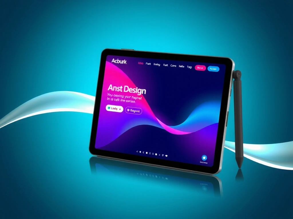 Modern web design interface on a digital tablet